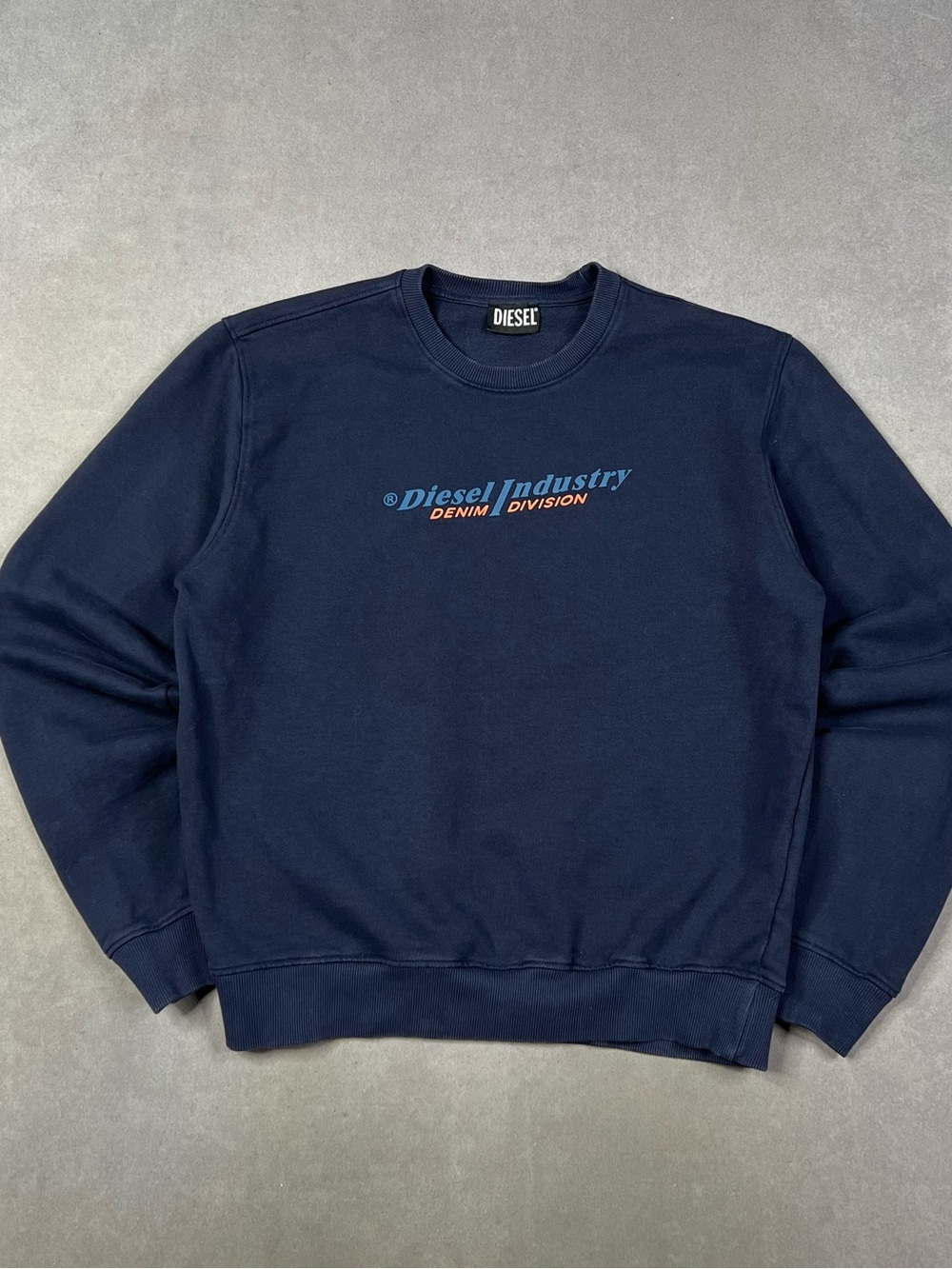 Diesel Navy Crewneck Sweatshirt with Blue and Orange Logo